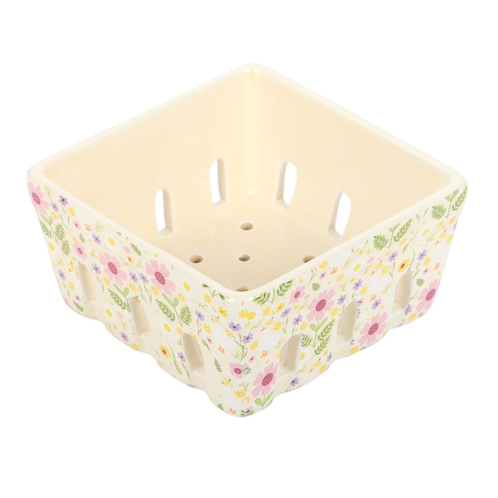 Something Different - Daisy & Duck Print Ceramic Berry Basket Kom - Multicolours